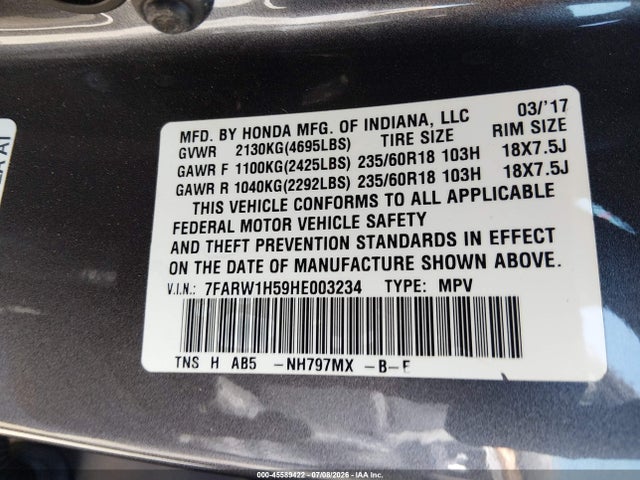 Honda CR-V EX 2017 7FARW1H59HE003234 Image 9