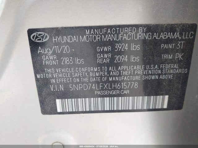 Hyundai ELANTRA SE 2020 5NPD74LFXLH615778 Image 9