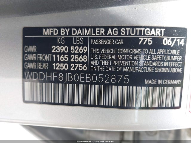 Продажа на аукционе авто 2014 Mercedes-benz E 350 4matic, vin: WDDHF8JB0EB052875, номер лота: 45589442