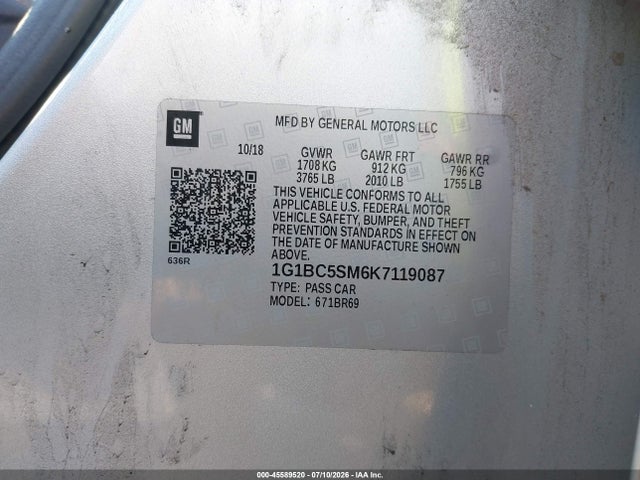 Chevrolet CRUZE LS 2019 1G1BC5SM6K7119087 Image 9