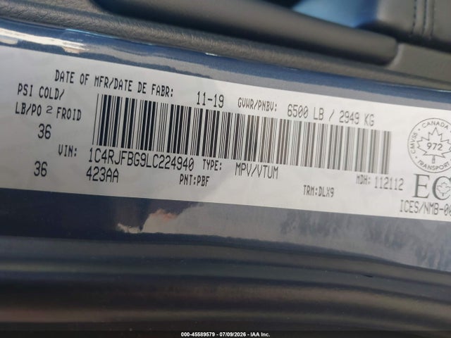 1C4RJFBG9LC224940 Jeep Grand Cherokee Limited