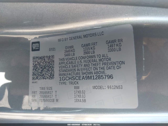 Продажа на аукционе авто 2021 Chevrolet Colorado 2wd  Long Box Lt, vin: 1GCHSCEA9M1285796, номер лота: 45589585