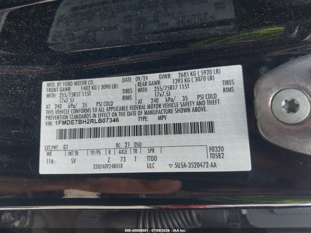 2024 Ford Bronco Big Bend მანქანა იყიდება აუქციონზე, vin: 1FMDE7BH2RLB07346, აუქციონის ნომერი: 45589591
