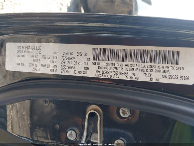 RAM 1500 Longhorn 2016 1C6RR7PT9GS188450 Image 9