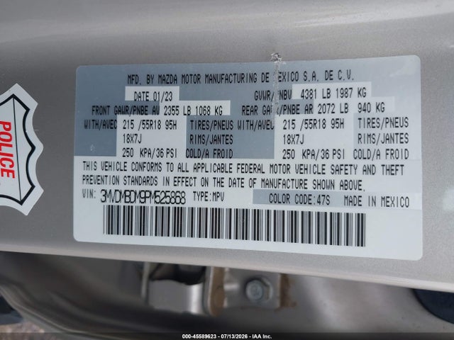 Продаж на аукціоні авто 2023 Mazda Cx-30 2.5 S Premium, vin: 3MVDMBDM9PM525868, номер лоту: 45589623