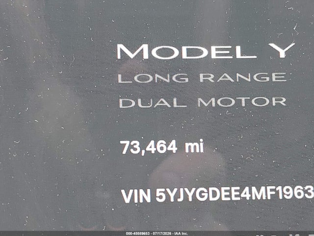 5YJYGDEE4MF196381 Tesla Model Y Long Range Dual Motor All-wheel Drive
