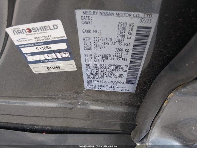 Nissan MURANO SV 2025 5N1AZ3BS0SC142601 Image 9