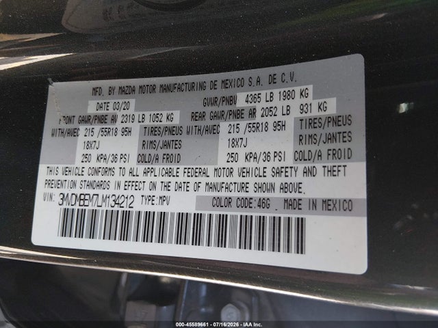 Aukcja sprzedaży 2020 Mazda Cx-30 Premium Package, vin: 3MVDMBEM7LM134212, numer aukcji: 45589661