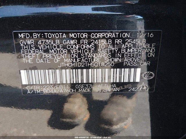 Продажа на аукционе авто 2017 Lexus Is 300, vin: JTHCM1D21H5018250, номер лота: 45589730