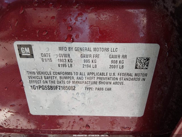 1G1PG5SB9F7185082 Chevrolet CRUZE LTZ