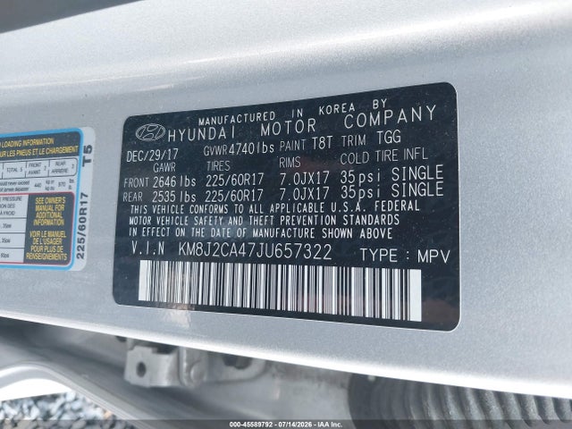 Hyundai TUCSON SE 2018 KM8J2CA47JU657322 Image 9