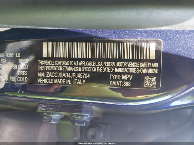 2018 Jeep Renegade Sport 4x4 მანქანა იყიდება აუქციონზე, vin: ZACCJBAB4JPJ45704, აუქციონის ნომერი: 45589854