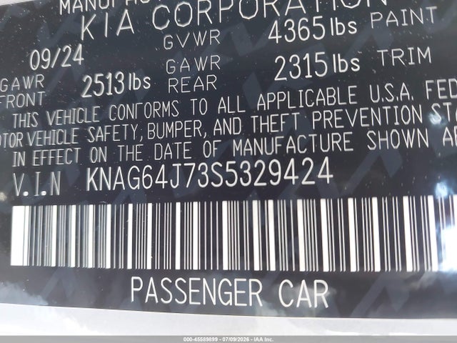 Продаж на аукціоні авто 2025 Kia K5 Gt-line, vin: KNAG64J73S5329424, номер лоту: 45589899