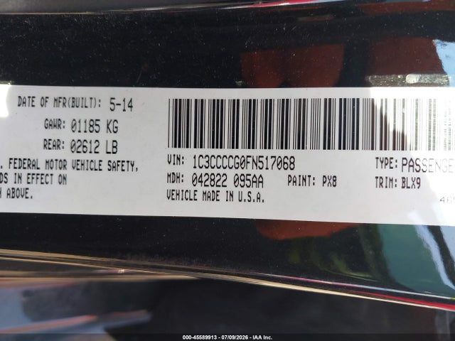 Aukcja sprzedaży 2015 Chrysler 200 C, vin: 1C3CCCCG0FN517068, numer aukcji: 45589913