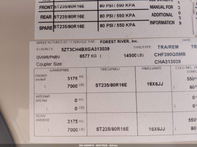 Coachmen Chaparrel 2016 5ZT3CH4BXGA313039 Image 9
