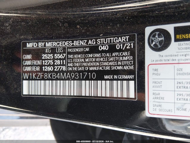 W1KZF8KB4MA931710 Mercedes-Benz Amg E 63 S 4matic+