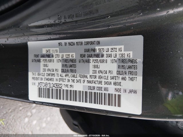 Aukcja sprzedaży 2020 Mazda Cx-9 Sport, vin: JM3TCABY3L0406802, numer aukcji: 45589980