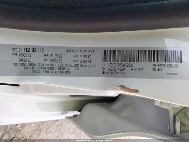 Продаж на аукціоні авто 2016 Chrysler 200 Limited Platinum, vin: 1C3CCCAB7GN192296, номер лоту: 45589987