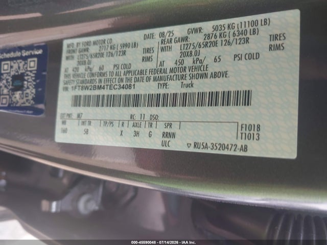 1FT8W2BM4TEC34081 Ford F-250 Lariat