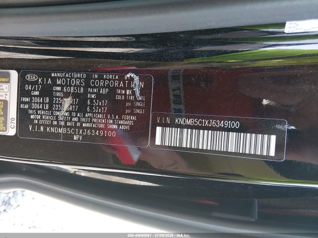 KIA SEDONA LX 2018 KNDMB5C1XJ6349100 Image 9