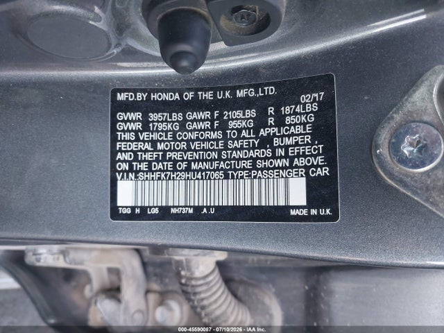 SHHFK7H29HU417065 Honda Civic Lx
