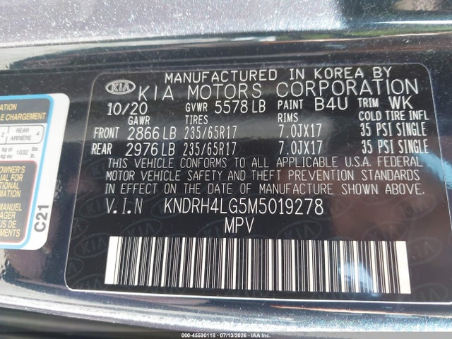 KNDRH4LG5M5019278 KIA Sorento Hybrid Ex