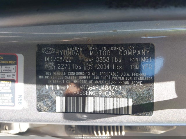 Hyundai ELANTRA SEL 2023 KMHLM4AG4PU484743 Image 9