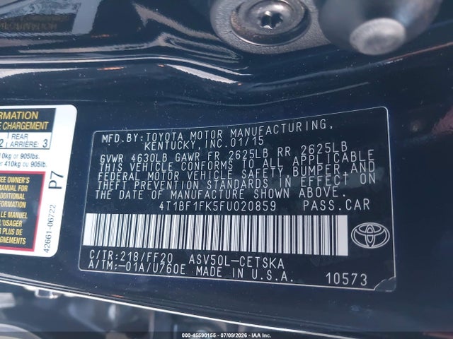 Toyota CAMRY SE 2015 4T1BF1FK5FU020859 Image 9