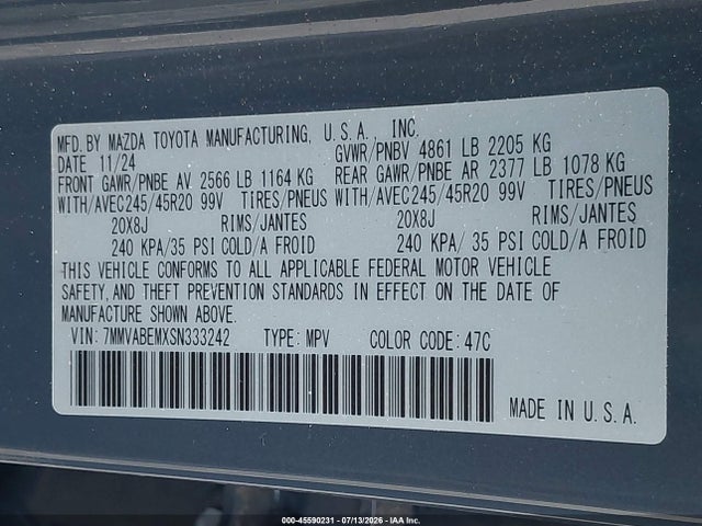 Aukcja sprzedaży 2025 Mazda Cx-50 2.5 S Premium Plus Package, vin: 7MMVABEMXSN333242, numer aukcji: 45590231