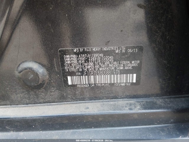 Aukcja sprzedaży 2013 Subaru Impreza Wrx Premium, vin: JF1GR7E68DG881978, numer aukcji: 45590239