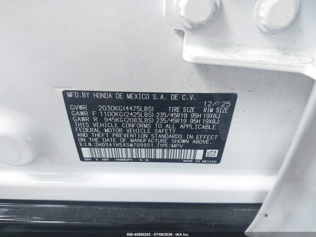 Aukcja sprzedaży 2025 Acura Adx A-spec, vin: 3HDSA1H5XSM709951, numer aukcji: 45590283