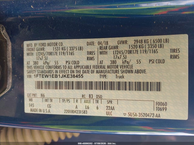 1FTEW1EB1JKE38455 Ford F-150 Xl