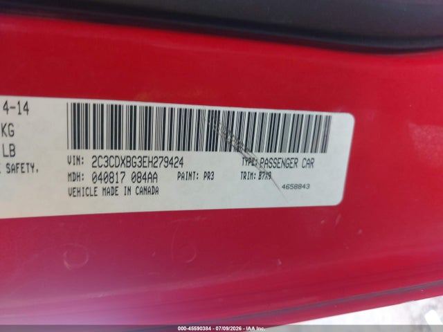 Продаж на аукціоні авто 2014 Dodge Charger Se, vin: 2C3CDXBG3EH279424, номер лоту: 45590384