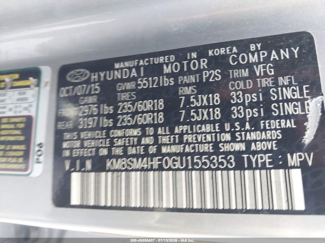 Hyundai Santa Fe Se 2016 KM8SM4HF0GU155353 Image 9