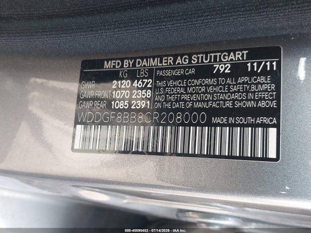 Продаж на аукціоні авто 2012 Mercedes-benz C 300 Sport 4matic, vin: WDDGF8BB8CR208000, номер лоту: 45590452