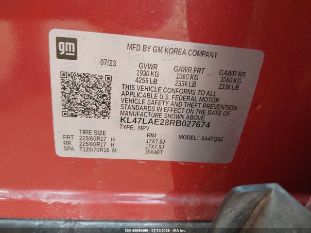 45590460 :رقم المزاد ، KL47LAE28RB027674 vin ، 2024 Buick Envista Preferred Fwd مزاد بيع