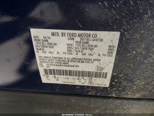 Ford Utility Police Interceptor 2016 1FM5K8AR1GGD05791 Image 9
