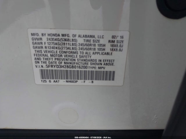 Продажа на аукционе авто 2016 Acura Mdx Acurawatch Plus Package, vin: 5FRYD3H28GB016200, номер лота: 45590484