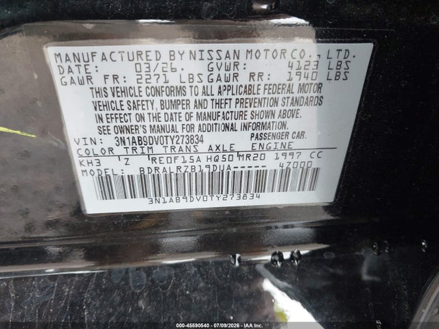 Nissan SENTRA SR 2026 3N1AB9DV0TY273834 Image 9