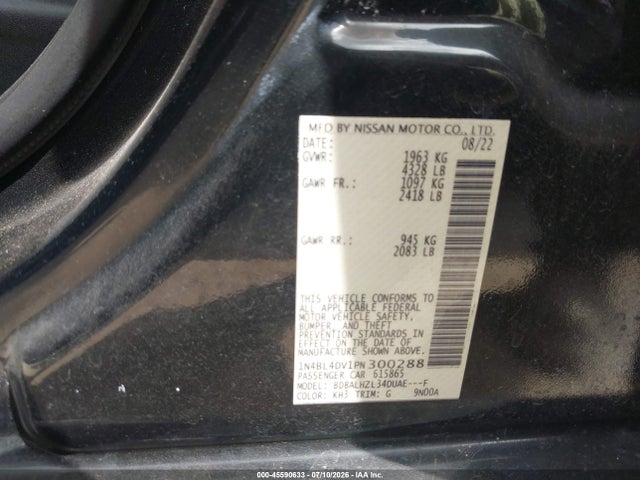 1N4BL4DV1PN300288 Nissan Altima Sv Fwd