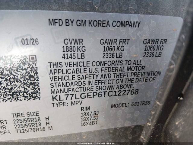 KL77LGEP6TC122768 Chevrolet Trax Fwd 1rs