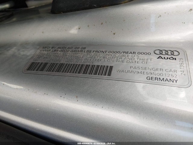 45590674 :رقم المزاد ، WAUMV94E59N001252 vin ، 2009 Audi A8 L 4.2 مزاد بيع