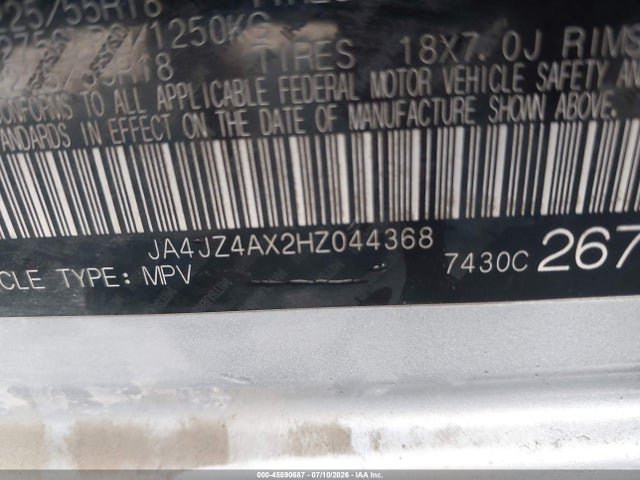 45590687 :رقم المزاد ، JA4JZ4AX2HZ044368 vin ، 2017 Mitsubishi Outlander Gt مزاد بيع