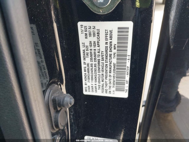Продаж на аукціоні авто 2020 Honda Cr-v 2wd Ex, vin: 7FARW1H51LE004497, номер лоту: 45590731