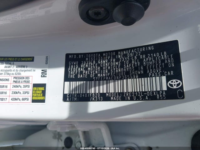Toyota COROLLA LE 2022 5YFEPMAE0NP365598 Image 9