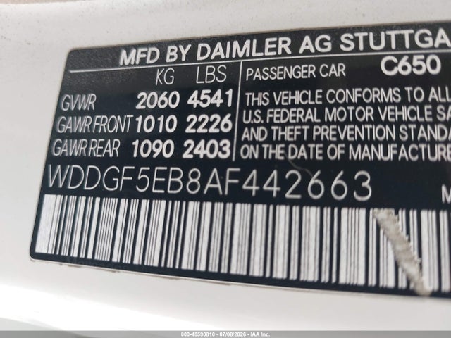 Aukcja sprzedaży 2010 Mercedes-benz C 300 Luxury/sport, vin: WDDGF5EB8AF442663, numer aukcji: 45590810