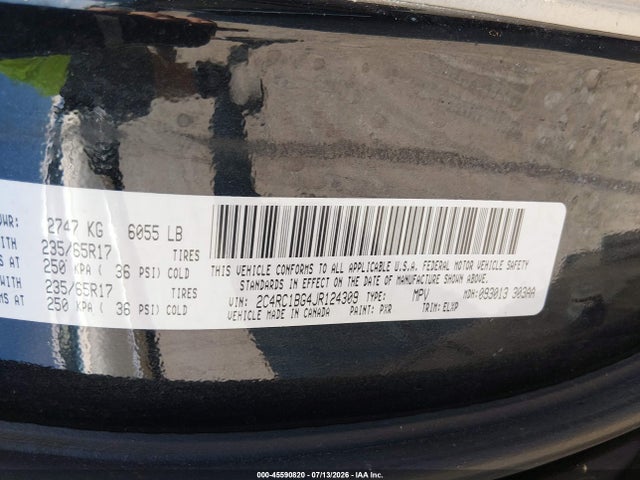 Aukcja sprzedaży 2018 Chrysler Pacifica Touring L, vin: 2C4RC1BG4JR124309, numer aukcji: 45590820