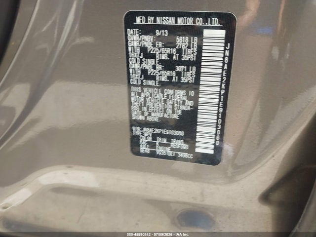 Nissan Quest Sv 2014 JN8AE2KP1E9103060 Image 9