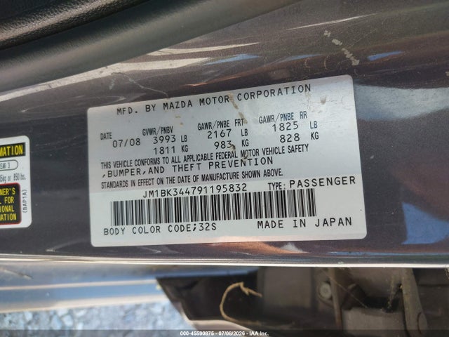 Продаж на аукціоні авто 2009 Mazda Mazda3 S Grand Touring, vin: JM1BK344791195832, номер лоту: 45590875