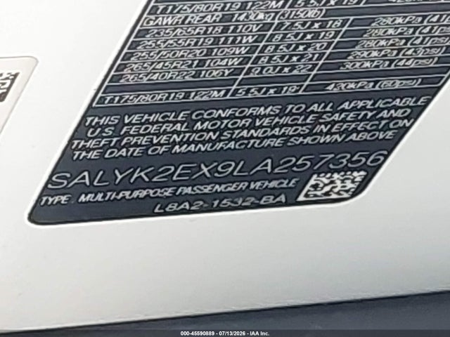 Продаж на аукціоні авто 2020 Land Rover Range Rover Velar P250 R-dynamic S, vin: SALYK2EX9LA257356, номер лоту: 45590889
